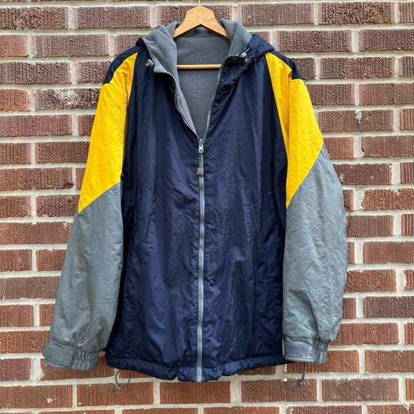 Athletic Works Men’s Full Zip Blue/Gray Reversible Jacket Nylon Fleece Size L - Picture 1 of 10